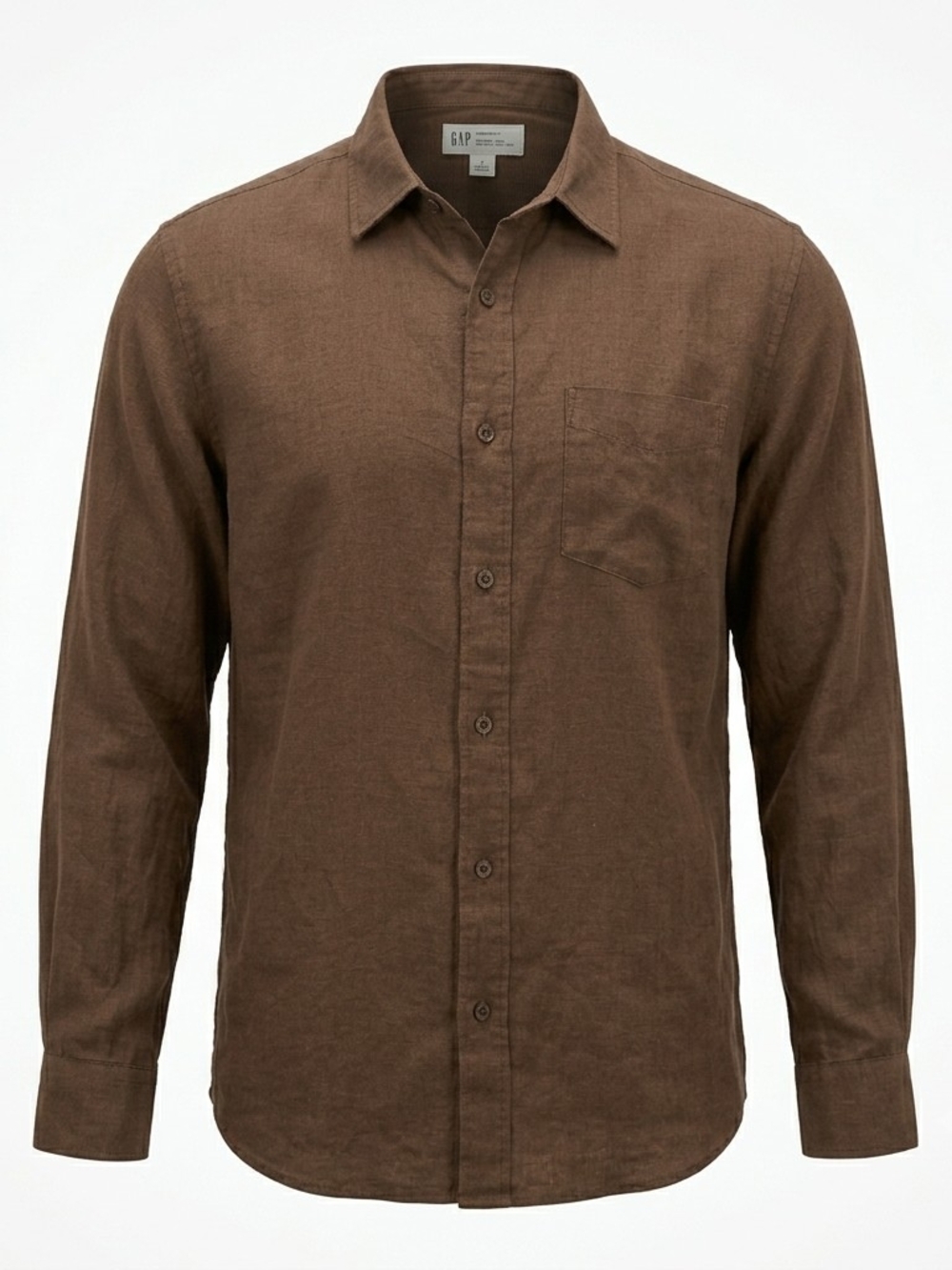 GAP Men's Brown Linen Blend Button-Down Shirt Size Large
